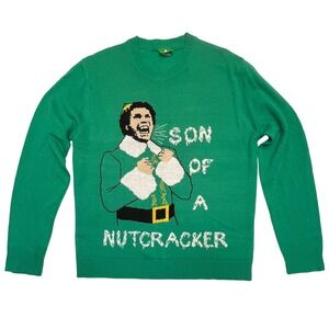 Buddy the Elf Son of a Nutcracker Green Ugly Christmas Sweater Size L
